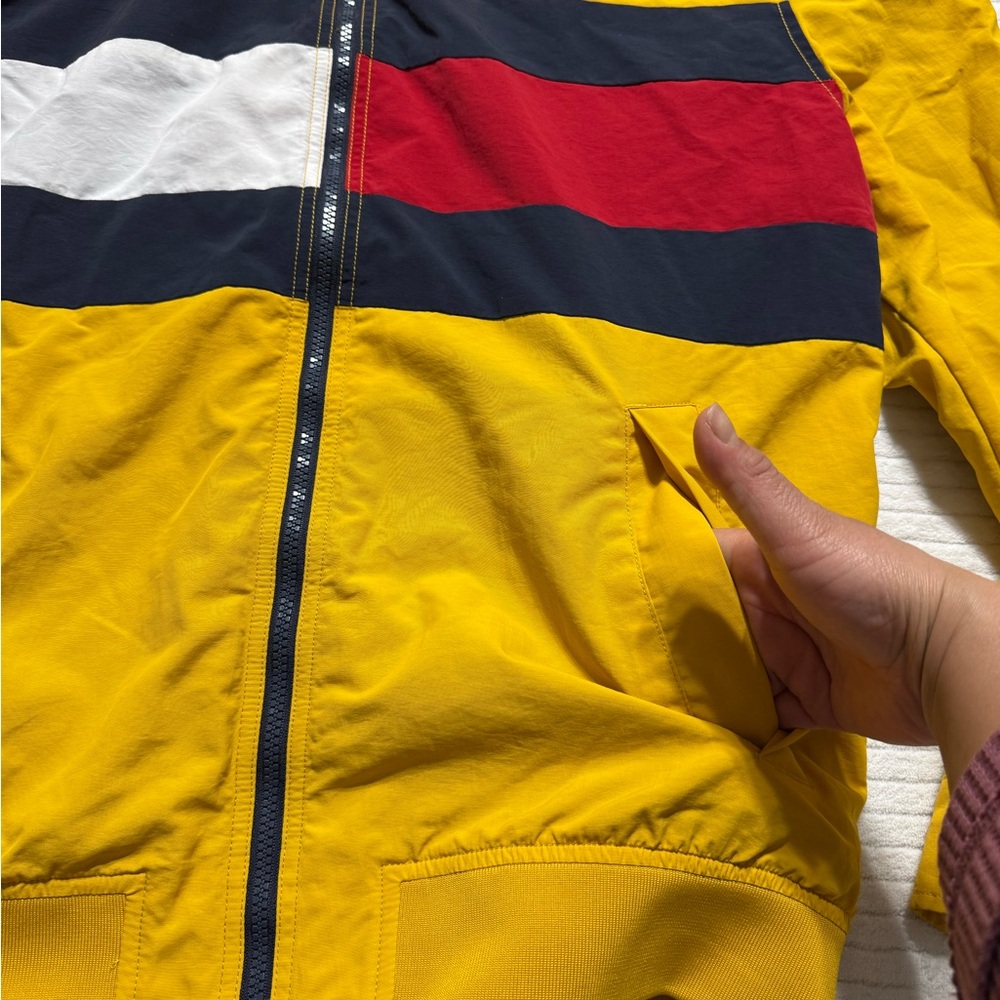 Tommy Hilfiger Yellow Windbreaker with Tricolor Stripe - Picture 4 of 10